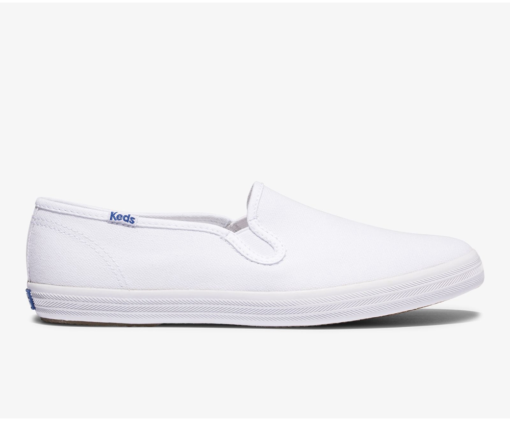 Slip Ons Keds Mujer Blancas - Champion Slip On Organic Cotton Lona - 839-CEAVMP